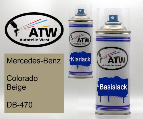 Mercedes-Benz, Colorado Beige, DB-470: 400ml Sprühdose + 400ml Klarlack - Set, von ATW Autoteile West.